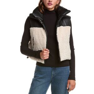 Lamarque Womens Melicia Faux Leather Reversible Vest, Black